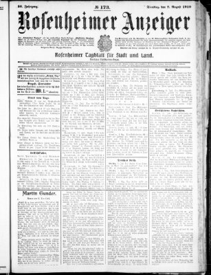 Rosenheimer Anzeiger Dienstag 2. August 1910