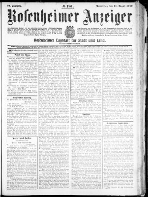 Rosenheimer Anzeiger Donnerstag 11. August 1910