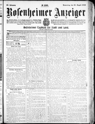 Rosenheimer Anzeiger Donnerstag 25. August 1910