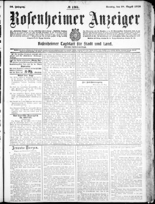 Rosenheimer Anzeiger Sonntag 28. August 1910