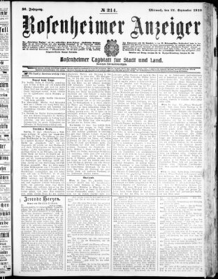 Rosenheimer Anzeiger Mittwoch 21. September 1910