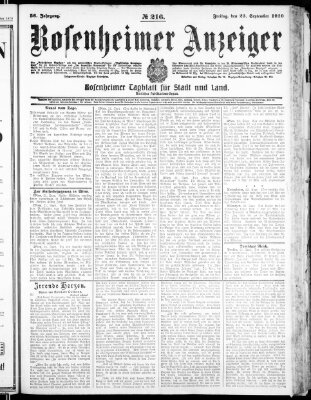 Rosenheimer Anzeiger Freitag 23. September 1910