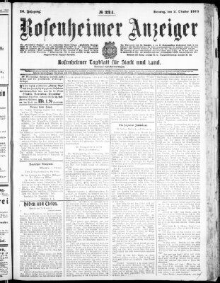 Rosenheimer Anzeiger Sonntag 2. Oktober 1910