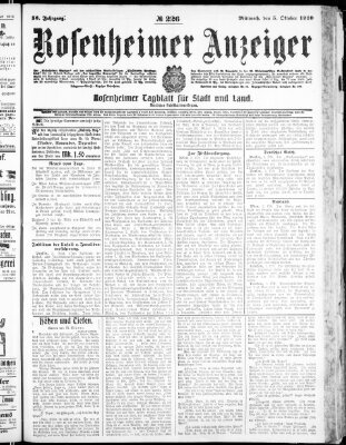 Rosenheimer Anzeiger Mittwoch 5. Oktober 1910