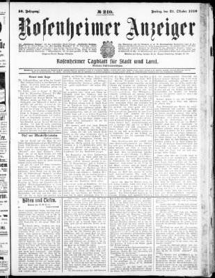 Rosenheimer Anzeiger Freitag 21. Oktober 1910