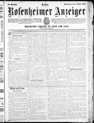 Rosenheimer Anzeiger Mittwoch 26. Oktober 1910