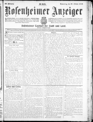 Rosenheimer Anzeiger Donnerstag 27. Oktober 1910