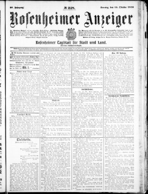 Rosenheimer Anzeiger Sonntag 30. Oktober 1910