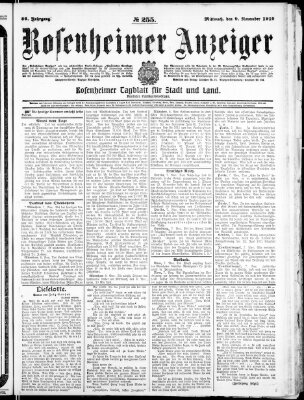 Rosenheimer Anzeiger Mittwoch 9. November 1910