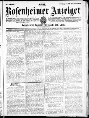 Rosenheimer Anzeiger Samstag 12. November 1910