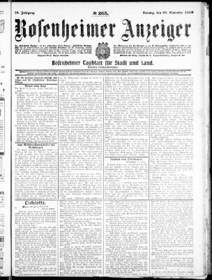 Rosenheimer Anzeiger Sonntag 20. November 1910