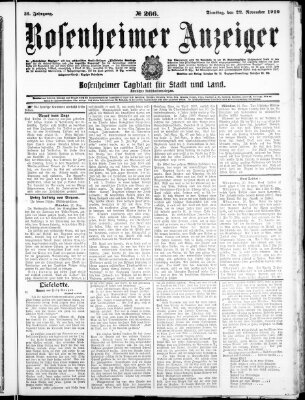 Rosenheimer Anzeiger Dienstag 22. November 1910