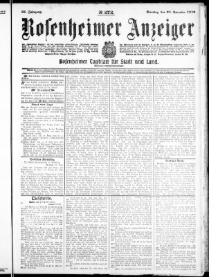 Rosenheimer Anzeiger Dienstag 29. November 1910