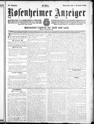 Rosenheimer Anzeiger Donnerstag 1. Dezember 1910