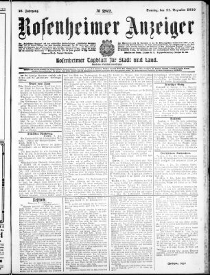 Rosenheimer Anzeiger Sonntag 11. Dezember 1910