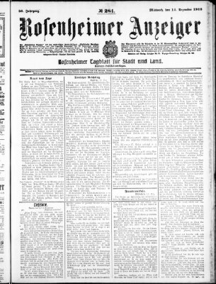 Rosenheimer Anzeiger Mittwoch 14. Dezember 1910