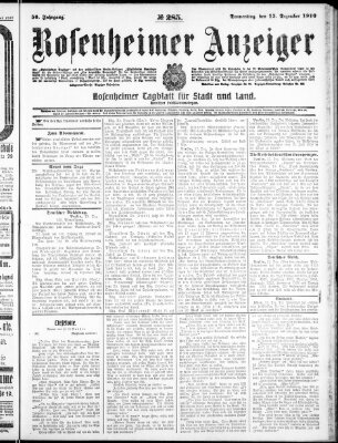 Rosenheimer Anzeiger Donnerstag 15. Dezember 1910