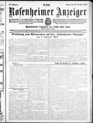 Rosenheimer Anzeiger Freitag 16. Dezember 1910