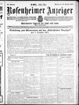 Rosenheimer Anzeiger Sonntag 18. Dezember 1910