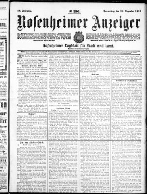 Rosenheimer Anzeiger Donnerstag 29. Dezember 1910