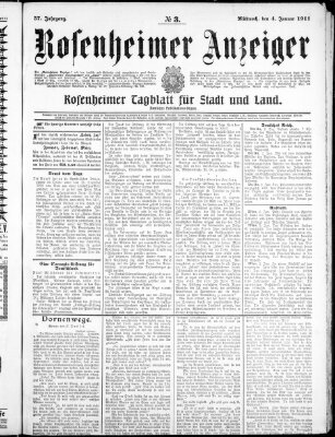 Rosenheimer Anzeiger Mittwoch 4. Januar 1911