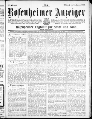 Rosenheimer Anzeiger Mittwoch 11. Januar 1911