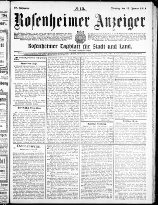 Rosenheimer Anzeiger Dienstag 17. Januar 1911