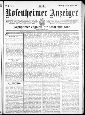 Rosenheimer Anzeiger Mittwoch 18. Januar 1911