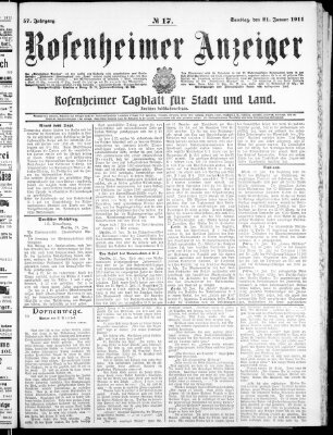 Rosenheimer Anzeiger Samstag 21. Januar 1911