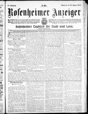 Rosenheimer Anzeiger Mittwoch 25. Januar 1911