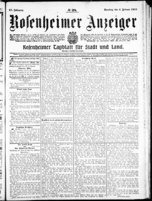 Rosenheimer Anzeiger Samstag 4. Februar 1911