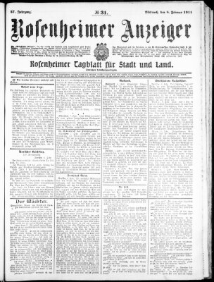 Rosenheimer Anzeiger Mittwoch 8. Februar 1911