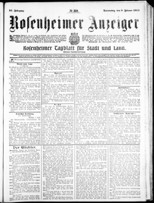 Rosenheimer Anzeiger Donnerstag 9. Februar 1911