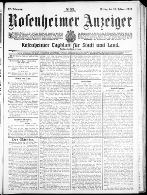 Rosenheimer Anzeiger Freitag 10. Februar 1911