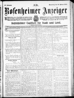 Rosenheimer Anzeiger Donnerstag 16. Februar 1911