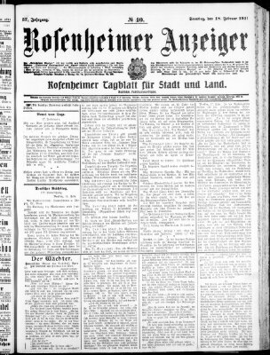 Rosenheimer Anzeiger Samstag 18. Februar 1911