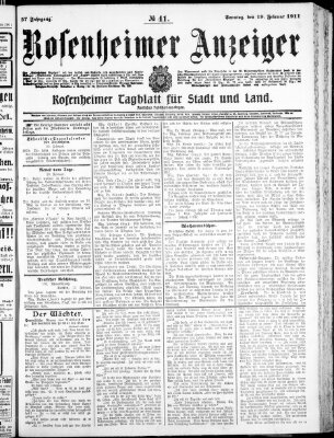 Rosenheimer Anzeiger Sonntag 19. Februar 1911