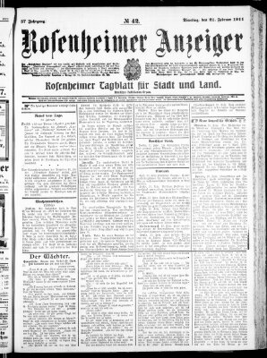 Rosenheimer Anzeiger Dienstag 21. Februar 1911