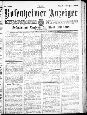 Rosenheimer Anzeiger Mittwoch 22. Februar 1911