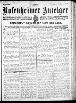 Rosenheimer Anzeiger Dienstag 28. Februar 1911