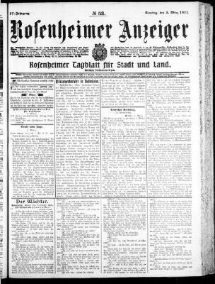 Rosenheimer Anzeiger Samstag 4. März 1911