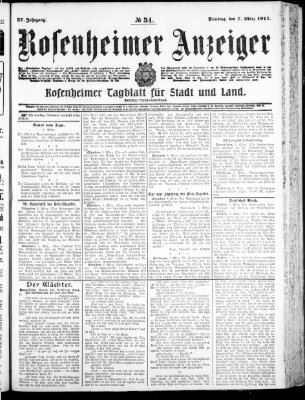 Rosenheimer Anzeiger Dienstag 7. März 1911