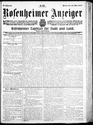 Rosenheimer Anzeiger Freitag 10. März 1911