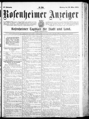 Rosenheimer Anzeiger Sonntag 12. März 1911