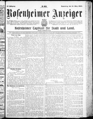 Rosenheimer Anzeiger Donnerstag 16. März 1911