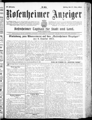 Rosenheimer Anzeiger Freitag 17. März 1911