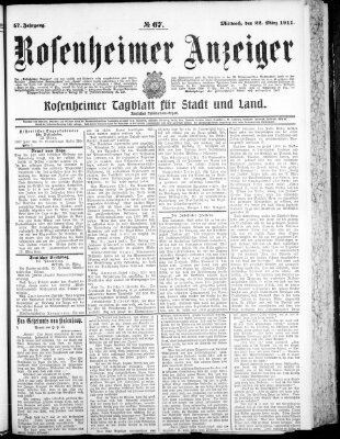 Rosenheimer Anzeiger Mittwoch 22. März 1911