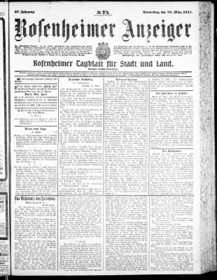 Rosenheimer Anzeiger Donnerstag 30. März 1911