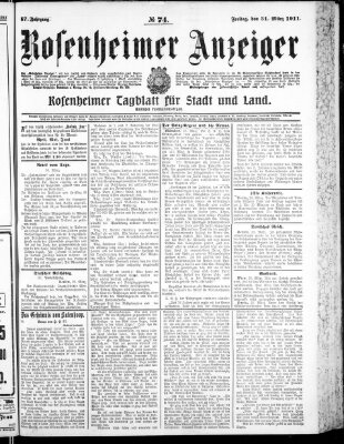 Rosenheimer Anzeiger Freitag 31. März 1911