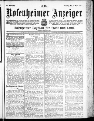 Rosenheimer Anzeiger Saturday 1. April 1911